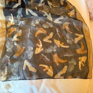 Chic Sheer Scarf with Shoe Print